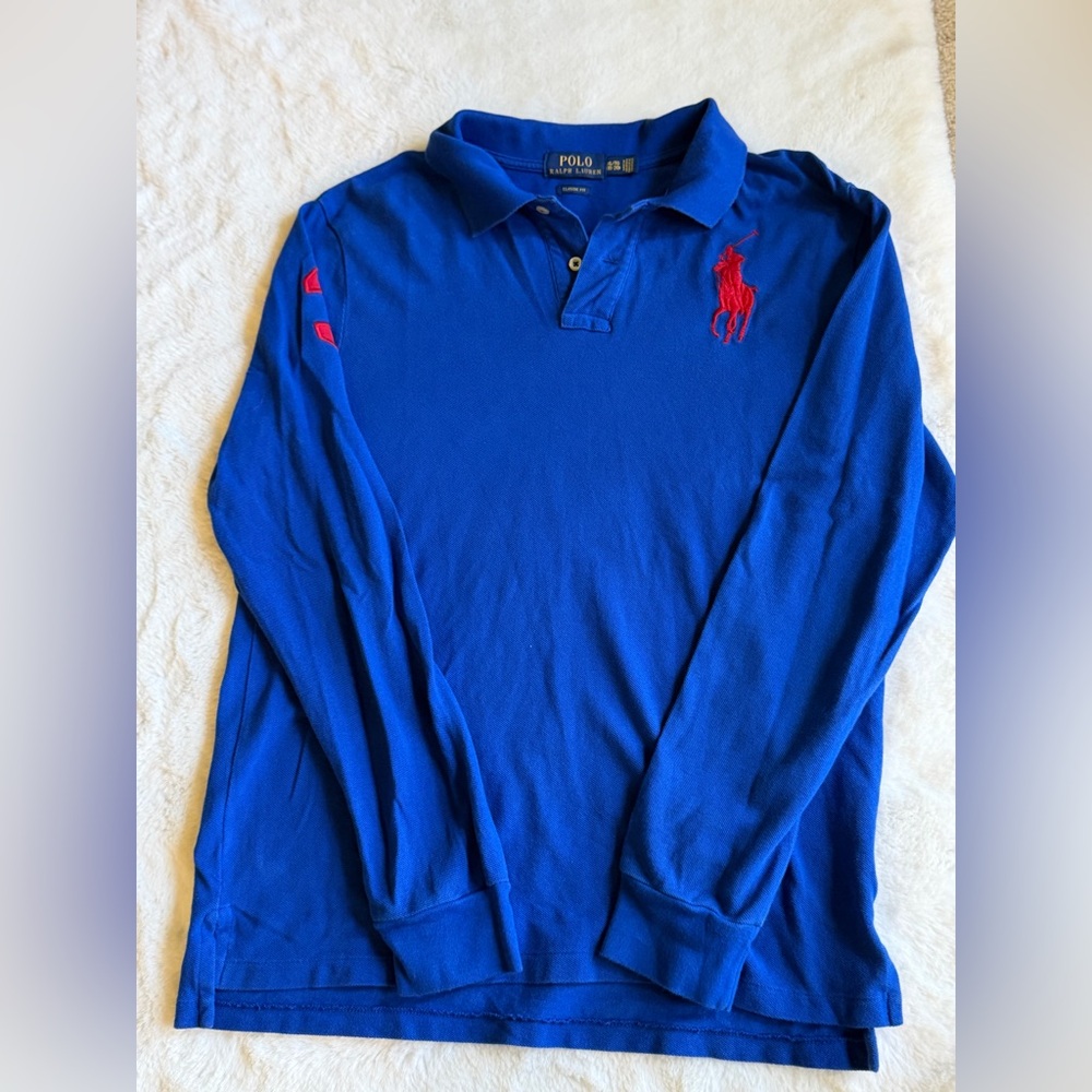 Polo Ralph Lauren Blue Classic Fit Long-Sleeve Polo I size Xl (18-20)